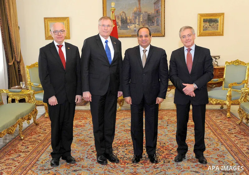 Egyptian President Abdel Fattah al-Sisi meets with Vice-President of the German Parliament، Johannes Zinghammer, in Cairo, Egypt, on February 20, 2017. Photo by Egyptian President Office
