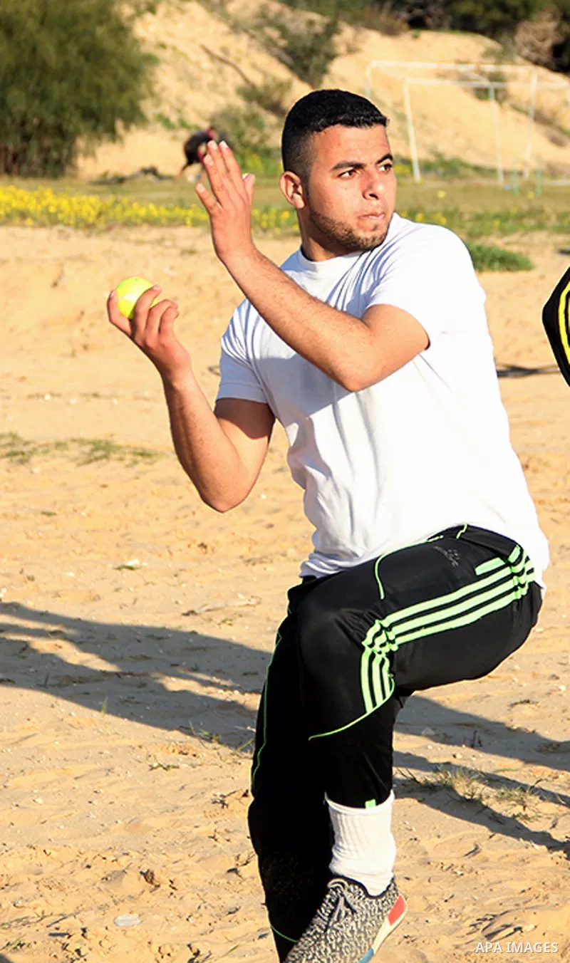 Palestinian youths take part in Baseball training, in southern Gaza strip, on February 20, 2017. Baseball is a bat-and-ball game played between two teams of nine players each, who take turns batting and fielding. Basebal...