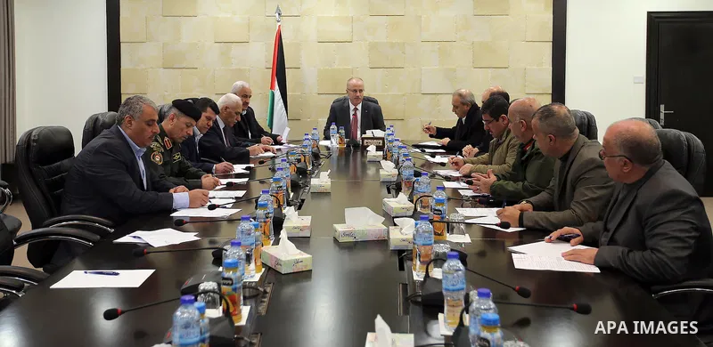 Palestinian Prime Minister, Rami Hamadallah, chairs a meeting of the Security establishment leaders in the West Bank city of Ramallah, on February 21, 2017. Photo by Prime Minister Office