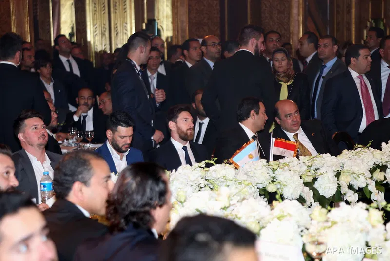 Barcelona's Argentinian striker Lionel Messi attends a press conference in Cairo's northern Giza district on February 21, 2017. Messi arrived in Egypt for a one-day visit to promote the country's Tour n'Cure medical tour...