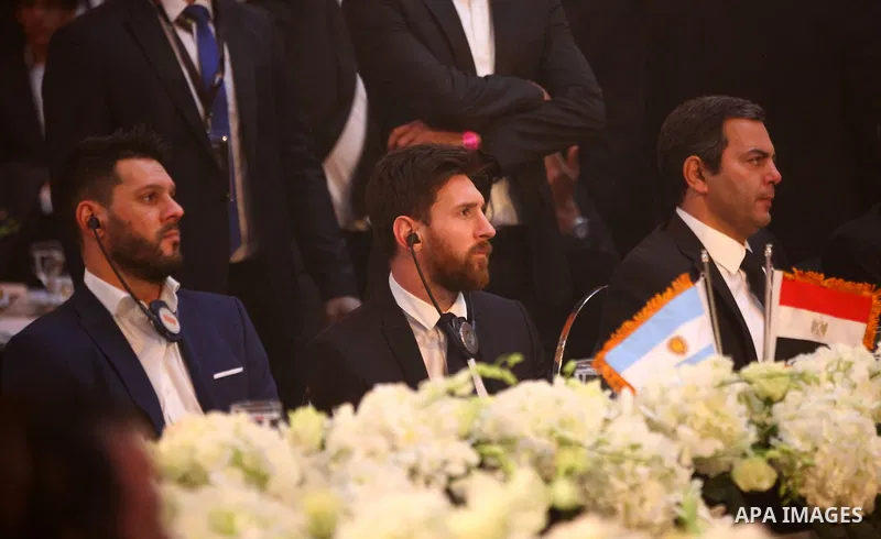 Barcelona's Argentinian striker Lionel Messi attends a press conference in Cairo's northern Giza district on February 21, 2017. Messi arrived in Egypt for a one-day visit to promote the country's Tour n'Cure medical tour...