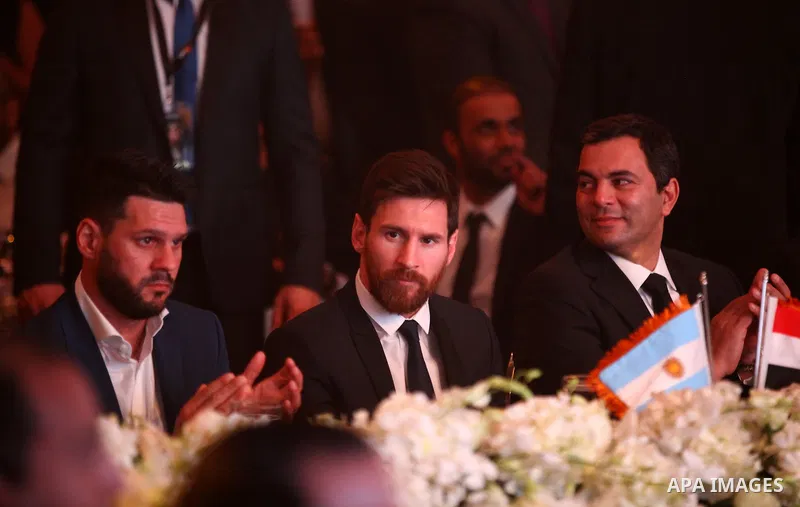 Barcelona's Argentinian striker Lionel Messi attends a press conference in Cairo's northern Giza district on February 21, 2017. Messi arrived in Egypt for a one-day visit to promote the country's Tour n'Cure medical tour...