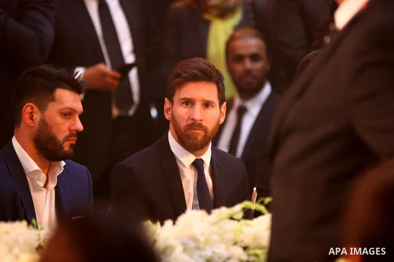 Barcelona's Argentinian striker Lionel Messi attends a press conference in Cairo's northern Giza district on February 21, 2017. Messi arrived in Egypt for a one-day visit to promote the country's Tour n'Cure medical tour...