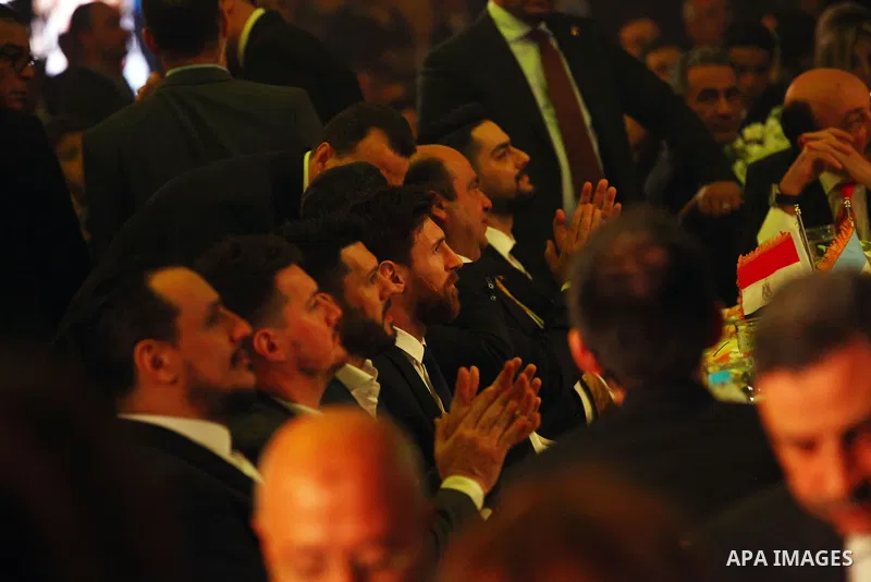 Barcelona's Argentinian striker Lionel Messi attends a press conference in Cairo's northern Giza district on February 21, 2017. Messi arrived in Egypt for a one-day visit to promote the country's Tour n'Cure medical tour...