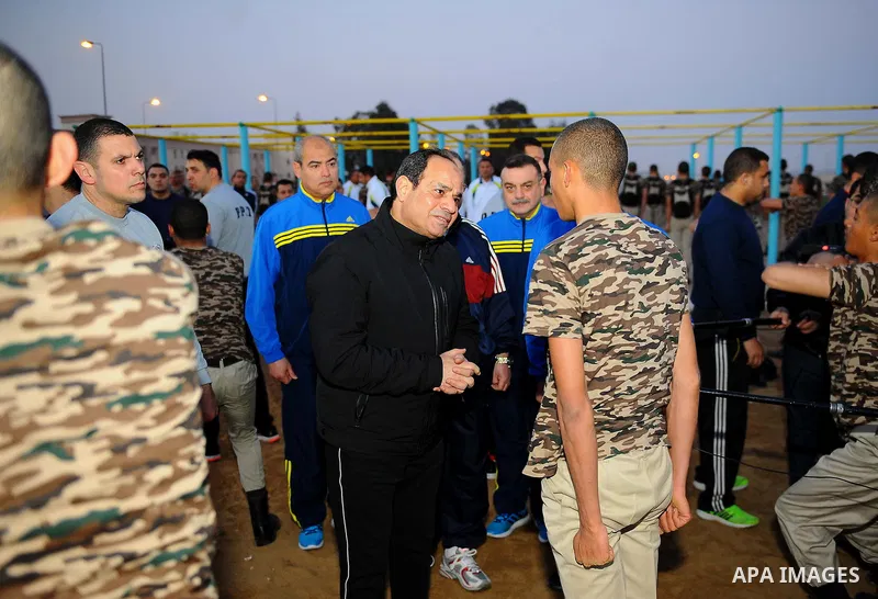 Egyptian President Abdel Fattah al-Sisi visits the police Academy, in Cairo, Egypt, on February 24, 2017. Photo by Egyptian President Office