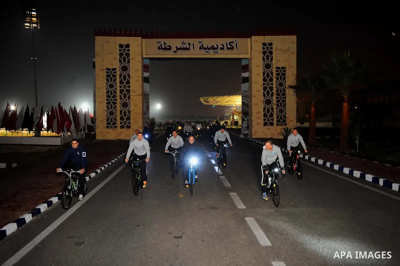 Egyptian President Abdel Fattah al-Sisi visits the police Academy, in Cairo, Egypt, on February 24, 2017. Photo by Egyptian President Office