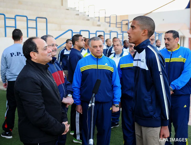 Egyptian President Abdel Fattah al-Sisi visits the police Academy, in Cairo, Egypt, on February 24, 2017. Photo by Egyptian President Office