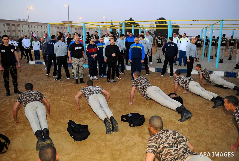 Egyptian President Abdel Fattah al-Sisi visits the police Academy, in Cairo, Egypt, on February 24, 2017. Photo by Egyptian President Office