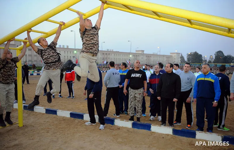 Egyptian President Abdel Fattah al-Sisi visits the police Academy, in Cairo, Egypt, on February 24, 2017. Photo by Egyptian President Office