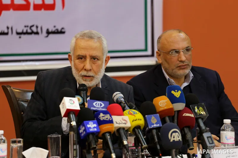 Islamic Jihad leader Mohammed al-Hindi speaks during a meeting in Gaza city, on February 25, 2017. Photo by Mohammed Asad