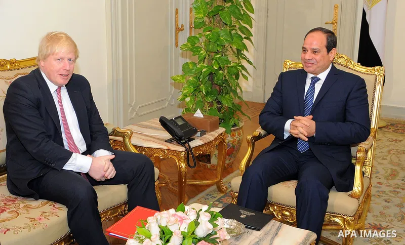 Egyptian President Abdel Fattah El-Sisi meets with British Foreign Secretary Boris Johnson at the Presidential Palace in Cairo, Egypt, 25 February 2017. Photo by Egyptian President Office