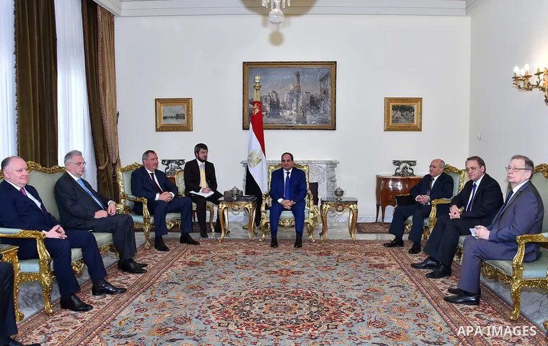 Egyptian President Abdel Fattah el-Sisi, meets with Russian Deputy Prime Minister Dmitry Rogozin in Cairo, Egypt on March 01, 2017. Photo by Egyptian President Office