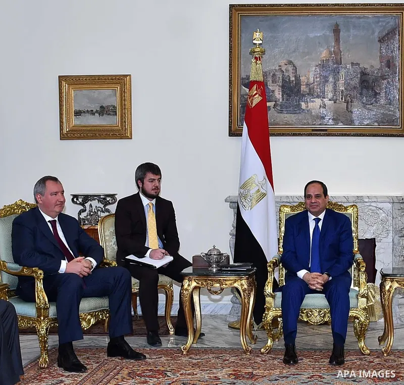 Egyptian President Abdel Fattah el-Sisi, meets with Russian Deputy Prime Minister Dmitry Rogozin in Cairo, Egypt on March 01, 2017. Photo by Egyptian President Office