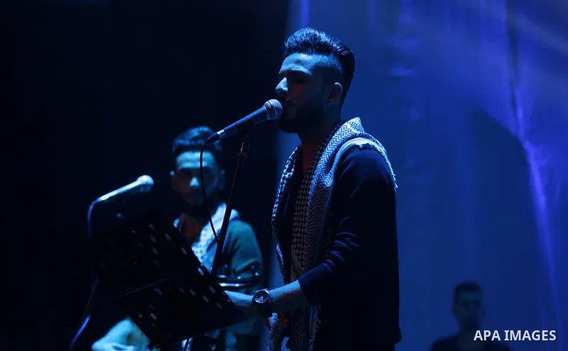 Gaza-based Palestinian band "Dawaween" perform in Gaza City on March 1, 2017. The organisers said the proceeds of the concert will go to support cancer patients. Photo by Yasser Qudih