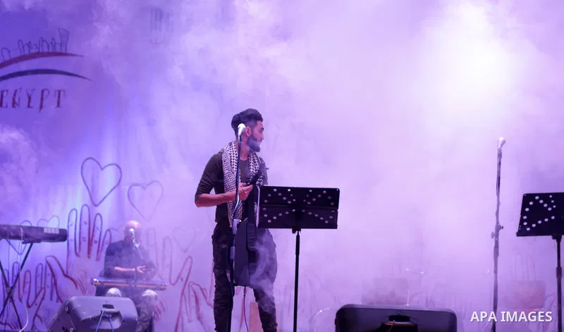 Gaza-based Palestinian band "Dawaween" perform in Gaza City on March 1, 2017. The organisers said the proceeds of the concert will go to support cancer patients. Photo by Yasser Qudih