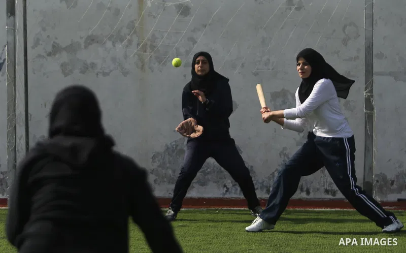 Palestinian girls take part in Baseball training, in Gaza city, on February 20, 2017. Baseball is a bat-and-ball game played between two teams of nine players each, who take turns batting and fielding. Baseball is though...