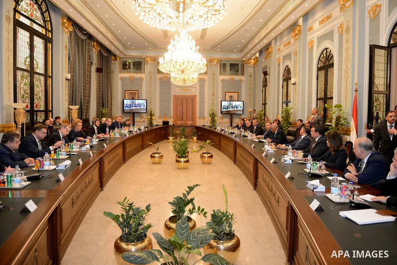 Speaker of the Egyptian parliament Ali Abdelaal meets with Russian Federation Council Speaker Valentina Matvienko, in Cairo, Egypt, on March 04, 2017. Photo by Stranger