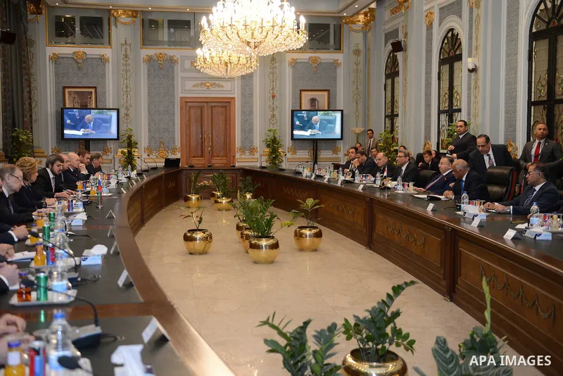 Speaker of the Egyptian parliament Ali Abdelaal meets with Russian Federation Council Speaker Valentina Matvienko, in Cairo, Egypt, on March 04, 2017. Photo by Stranger