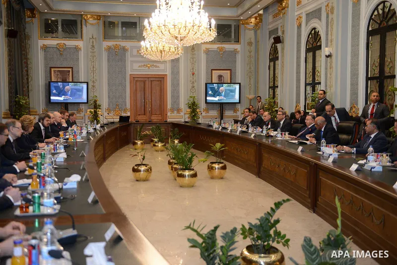 Speaker of the Egyptian parliament Ali Abdelaal meets with Russian Federation Council Speaker Valentina Matvienko, in Cairo, Egypt, on March 04, 2017. Photo by Stranger