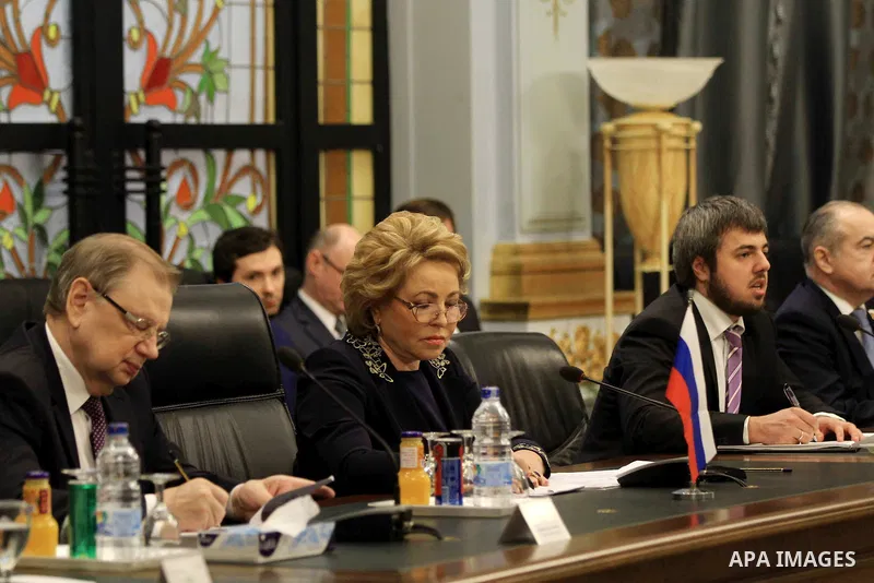 Speaker of the Egyptian parliament Ali Abdelaal meets with Russian Federation Council Speaker Valentina Matvienko, in Cairo, Egypt, on March 04, 2017. Photo by Stranger