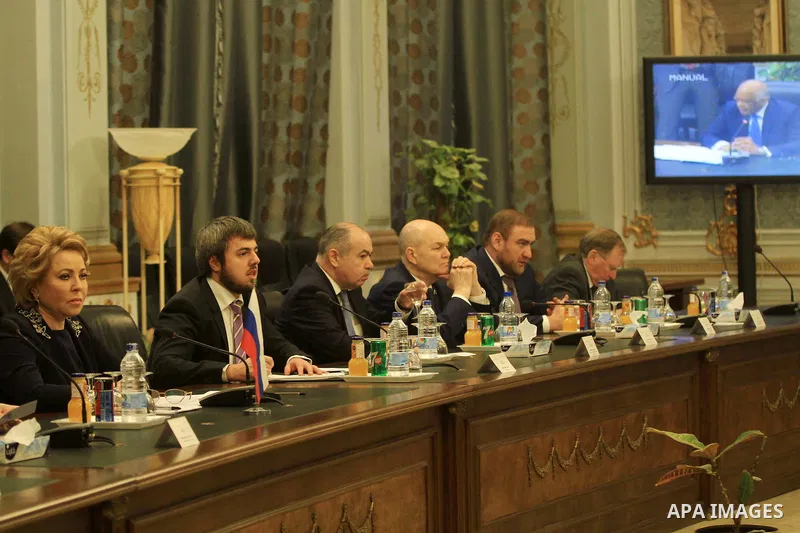 Speaker of the Egyptian parliament Ali Abdelaal meets with Russian Federation Council Speaker Valentina Matvienko, in Cairo, Egypt, on March 04, 2017. Photo by Stranger