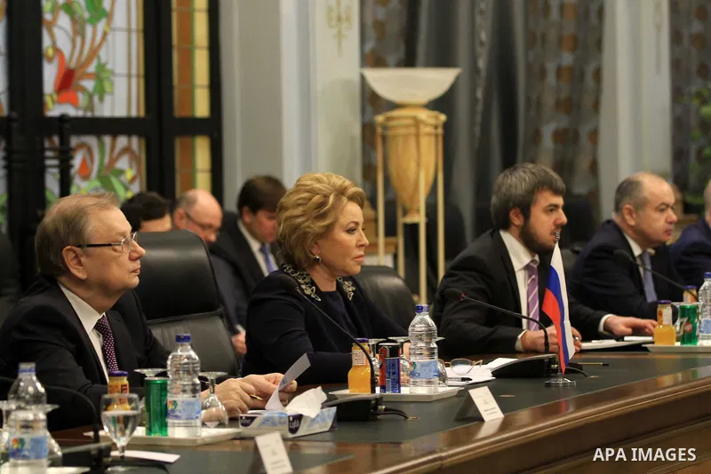 Speaker of the Egyptian parliament Ali Abdelaal meets with Russian Federation Council Speaker Valentina Matvienko, in Cairo, Egypt, on March 04, 2017. Photo by Stranger