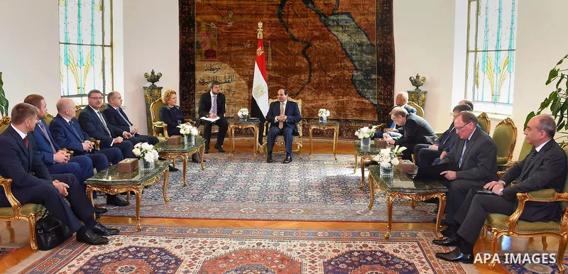 Egyptian President Abdel Fattah al-Sisi meets with head of the Russian Federal Council Valentina Matviyenko, in Cairo, Egypt , on March 4, 2017. Photo by Egyptian President Office