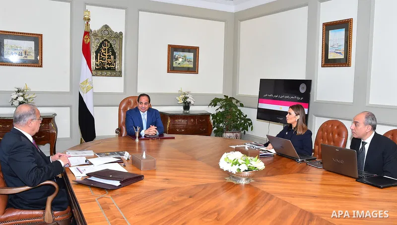 Egyptian President Abdelfattah Al-Sisi, meets with Prime Minister Ismail Sharif, in Cairo, Egypt, Tuesday, March 7, 2017. Photo by Egyptian President Office