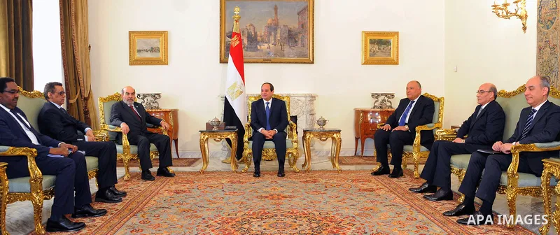 Egyptian President Abdel Fattah al-Sisi meets with Jose Graziano da Silva, Director-General of the Food and Agriculture Organization of the United Nations Organization (FAO), in Cairo, Egypt, on March 8, 2017. Photo by E...