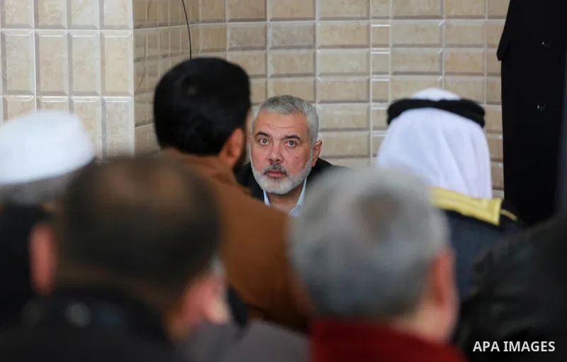 Senior political Hamas leader Ismail Haniya attends the opening of a new mosque in Beit Lahiya in the northern Gaza strip on March 10, 2017. Photo by Mohammed Asad