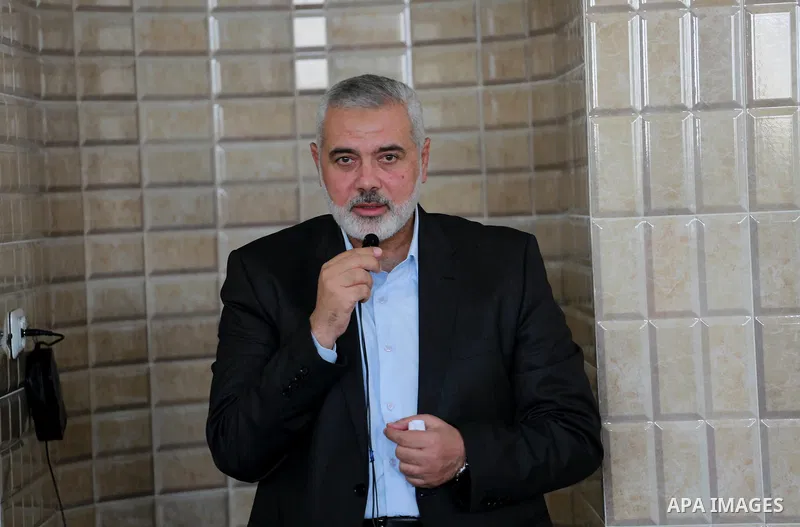 Senior political Hamas leader Ismail Haniya speaks during the opening of a new mosque in Beit Lahiya in the northern Gaza strip on March 10, 2017. Photo by Mohammed Asad