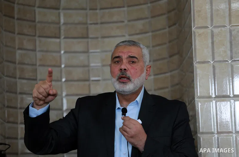 Senior political Hamas leader Ismail Haniya speaks during the opening of a new mosque in Beit Lahiya in the northern Gaza strip on March 10, 2017. Photo by Mohammed Asad