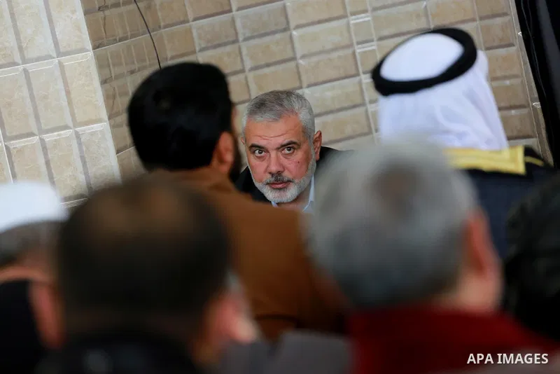Senior political Hamas leader Ismail Haniya attends the opening of a new mosque in Beit Lahiya in the northern Gaza strip on March 10, 2017. Photo by Mohammed Asad