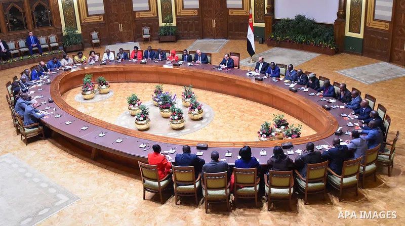 Egyptian President Abdel-Fattah al-Sisi meets with a delegation of senior journalists and media Africans, in Cairo, capital of Egypt, March 12, 2017. Photo by Egyptian President Office