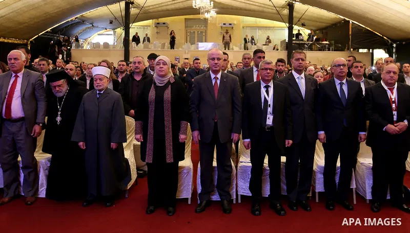 Palestinian Prime Minister, Rami Hamdallah, attends Third International Conference of prisoners, in the West Bank city of Ramallah, on March 15, 2017. Photo by Prime Minister Office