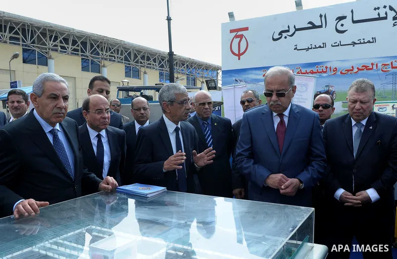Egyptian Prime Minister Ismail Sharif attends Cairo International exposition, in Cairo, Egypt, on March 15, 2017. Photo by Stringer