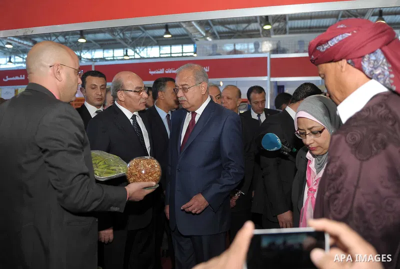 Egyptian Prime Minister Ismail Sharif attends Cairo International exposition, in Cairo, Egypt, on March 15, 2017. Photo by Stringer