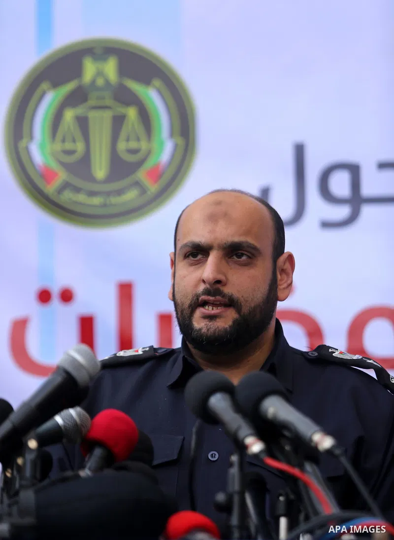 Brigadier General, Ahmed al-qedra, speak during a conference drug damage in Gaza City on March 19, 2017. Destroying the collected drugs was part of a new campaign by Hamas-run police to combat the usage of drugs and Tram...
