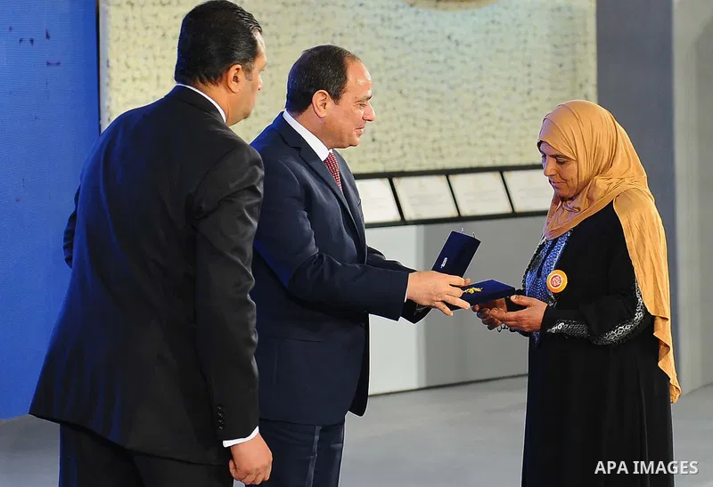 Egyptian President Abdel Fattah al-Sisi takes part in a celebration of the Egyptian Women's Day in Cairo, Egypt, on March 21, 2017. Photo by Egyptian President Office