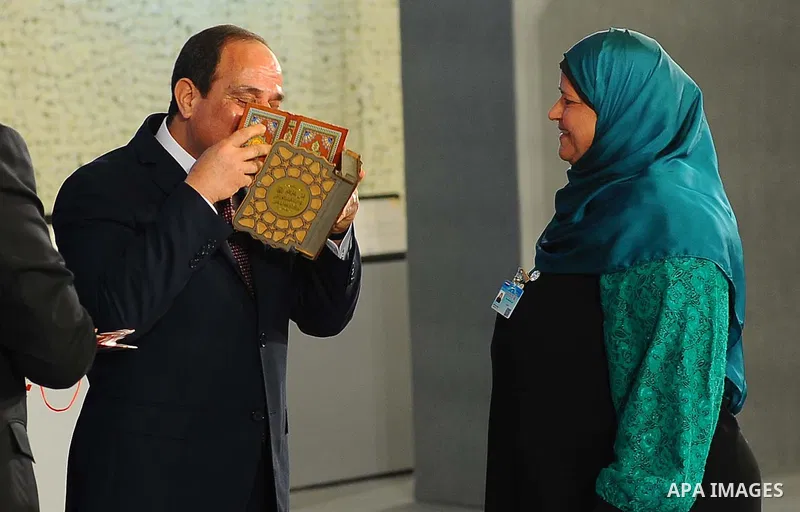 Egyptian President Abdel Fattah al-Sisi takes part in a celebration of the Egyptian Women's Day in Cairo, Egypt, on March 21, 2017. Photo by Egyptian President Office