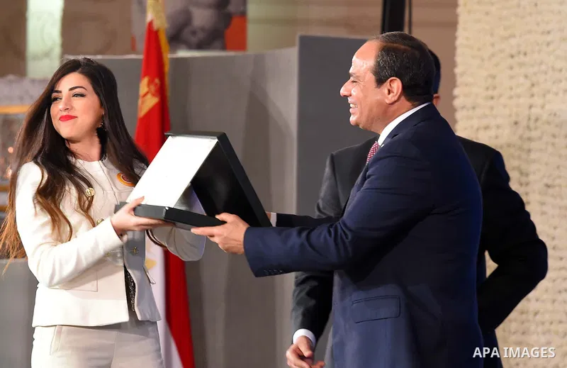 Egyptian President Abdel Fattah al-Sisi takes part in a celebration of the Egyptian Women's Day in Cairo, Egypt, on March 21, 2017. Photo by Egyptian President Office
