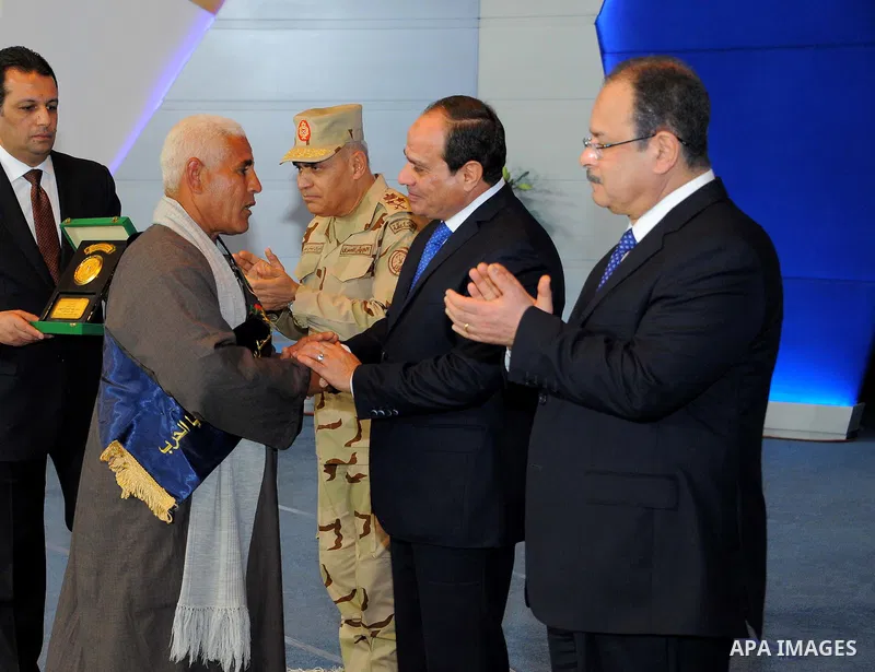 Egyptian President Abdel Fattah al-Sisi attends the educational seminar of the armed forces on the occasion of Martyr's Day, in Cairo, Egypt, on March 23, 2017. Photo by Egyptian President Office