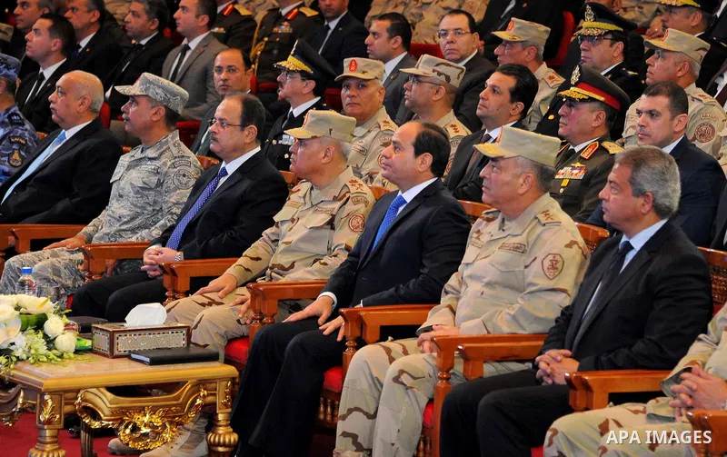 Egyptian President Abdel Fattah al-Sisi attends the educational seminar of the armed forces on the occasion of Martyr's Day, in Cairo, Egypt, on March 23, 2017. Photo by Egyptian President Office