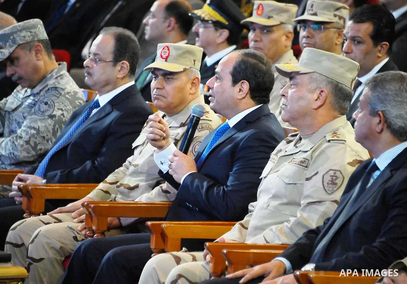 Egyptian President Abdel Fattah al-Sisi attends the educational seminar of the armed forces on the occasion of Martyr's Day, in Cairo, Egypt, on March 23, 2017. Photo by Egyptian President Office