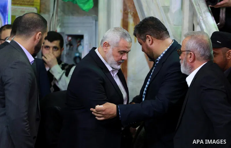 Senior Hamas leader Ismail Haniya attends the funeral of Hamas official, Mazen Faqha who was freed by Israel in a 2011 prisoner swap in Gaza City March 25, 2017. Faqha was released along with more than 1,000 other Palest...