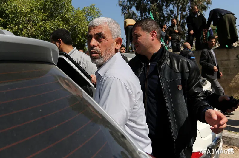 Yahya Sinwar, the new leader of Hamas in the Gaza Strip leaves following the funeral of Hamas official, Mazen Faqha in Gaza city on March 25, 2017. Gunmen in the Gaza Strip had shot dead the Hamas official on March 24, 2...