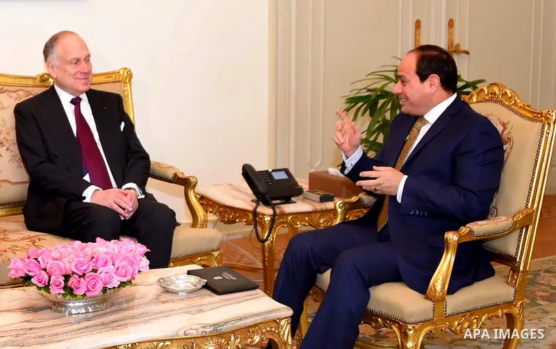 Egyptian President Abdel Fattah al-Sisi, meets with President of the World Jewish Congress, Ronald Lauder, in Cairo, Egypt, on March 26, 2017. Photo by Egyptian President Office
