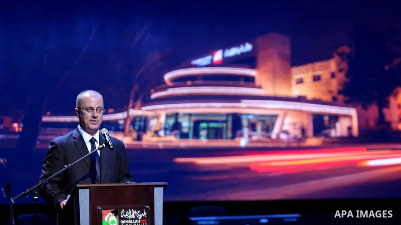 Palestinian Prime Minister Rami Hamdallah speaks during the opening ceremony of the Municipal Theater in Ramallah city Municipality, in the West Bank city of Ramallah, on March 27, 2017. Photo by Prime Minister Office