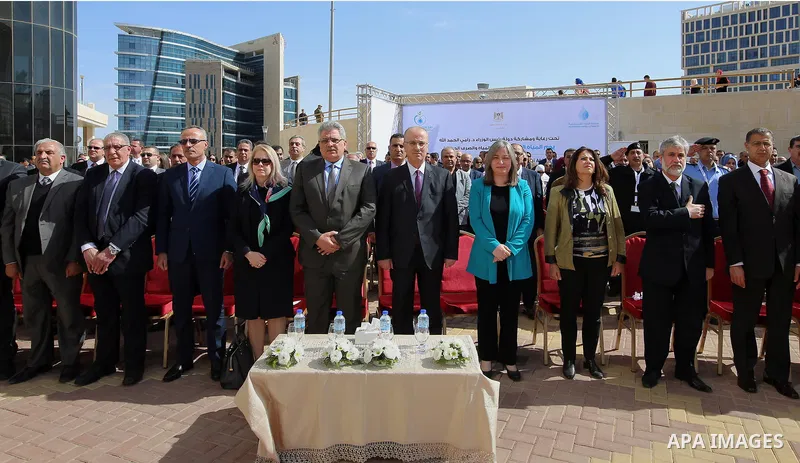 Palestinian Prime Minister Rami Hamdallah attends a celebrate World Water Day, in the West Bank city of Ramallah on March 29, 2017. Photo by Prime Minister Office