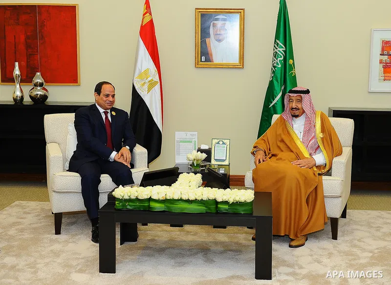 Egypt's President Abdel Fattah al-Sisi meets with Saudi Arabia's King Salman bin Abdulaziz al-Saud, on the sideline of the 28th Summit of the Arab League at the Dead Sea, Jordan March 29, 2017. Photo by Egyptian Presiden...
